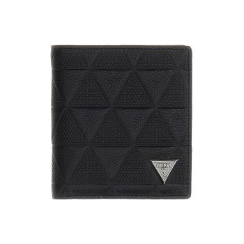 Portofel din piele cu model geometric Torino - Negru