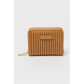 Portofel din piele ecologica cu aspect texturat - Maro scortisoara