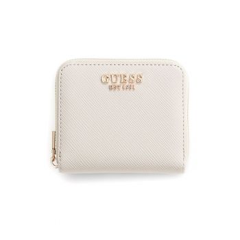 Portofel din piele ecologica cu fermoar Laurel - Alb fildes