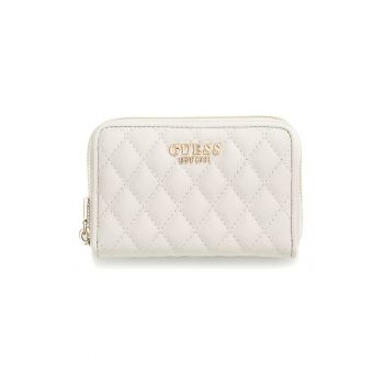 Portofel matlasat cu fermoar Atabey - Alb fildes