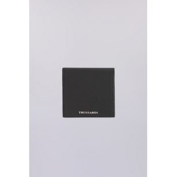 Portofel pliabil cu piele granulata - Negru