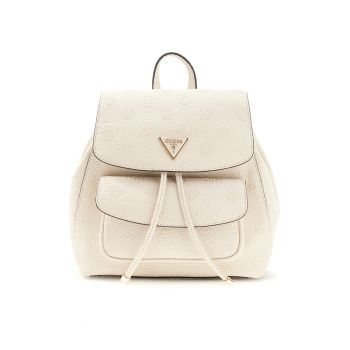 Rucsac din piele ecologica cu model monograma Cresidia II - Alb fildes