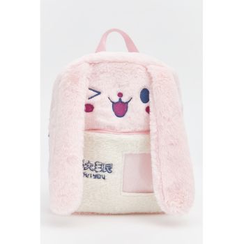 Rucsac pufos cu urechi iepure