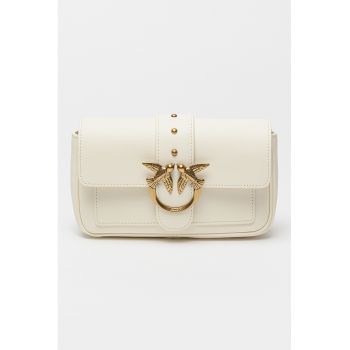 Geanta crossbody de piele Love One - Alb murdar