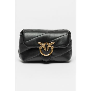 Geanta crossbody de piele Love Puff Baby - Negru