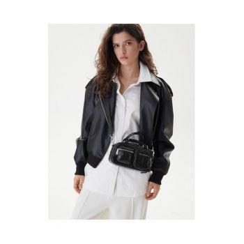 Geanta dama  Black-Nickel - piele naturala