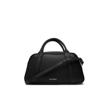 Geanta dama  neagra/nichel - din piele ecologica