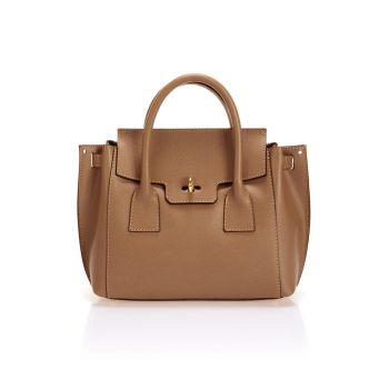 Geanta din piele cu maner si bareta aditionala - Caramel