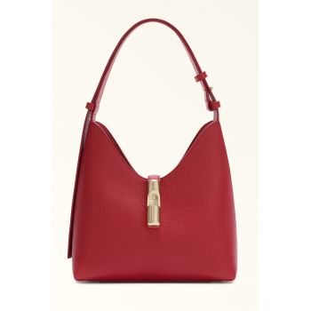 Geanta hobo din piele cu detaliu metalic - Rosu