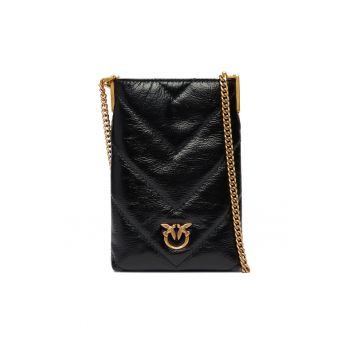 Geanta pentru telefon  model Z99Q - neagra - din piele naturala