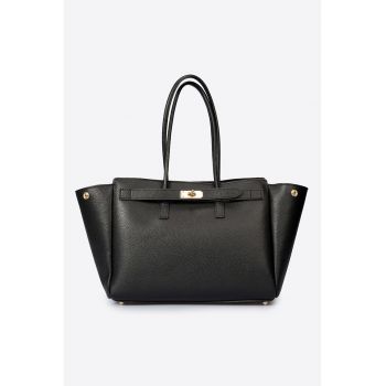 Geanta shopper din piele - Negru