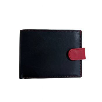 Portofel barbati Delis, Nick PT1438, piele naturala, Negru/ Rosu