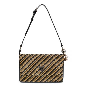 Geanta crossbody cu aspect tesut Emelda - Negru/Maro camel