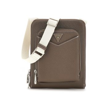 Geanta crossbody de piele ecologica cu bareta ajustabila Siena - Maro inchis/Bej