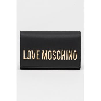 Geanta crossbody de piele ecologica cu bareta din lant - Negru