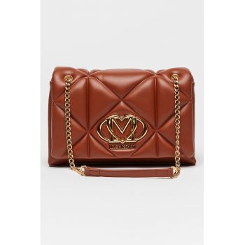 Geanta crossbody de piele ecologica cu lant - Maro scortisoara