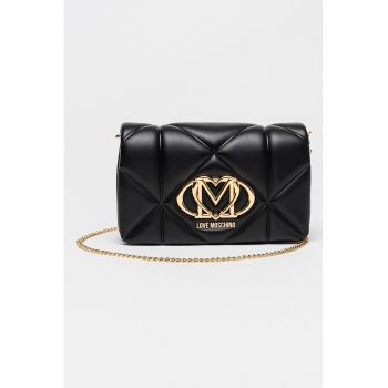 Geanta crossbody de piele ecologica cu lant - Negru