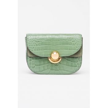 Geanta crossbody din piele cu aspect de piele de crocodil Sfera - Verde pal