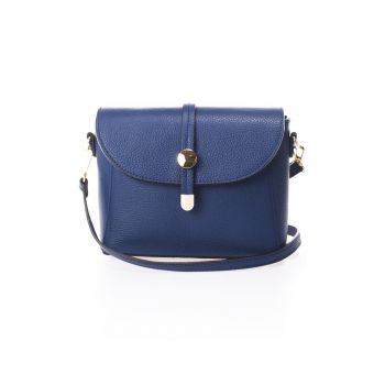 Geanta crossbody din piele cu bareta detasabila - Albastru