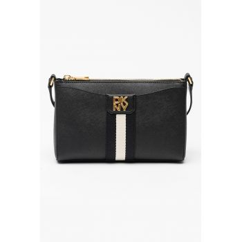 Geanta crossbody din piele cu logo metalic Nuri - Negru/Alb murdar