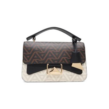 Geanta crossbody din piele ecologica Haddie - Maro inchis/Negru/Alb murdar