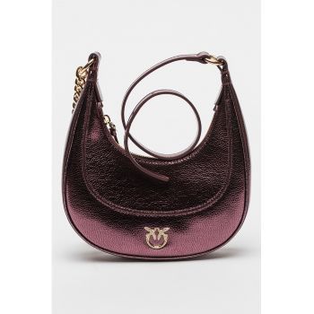 Geanta de piele cu bareta de umar Brioche - Albastru lavanda