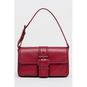 Geanta de piele cu bareta de umar Colby - Rosu inchis