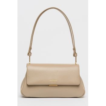 Geanta de piele cu bareta de umar Grace - Maro taupe deschis