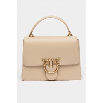 Geanta de piele cu bareta de umar si aplicatie logo Love One