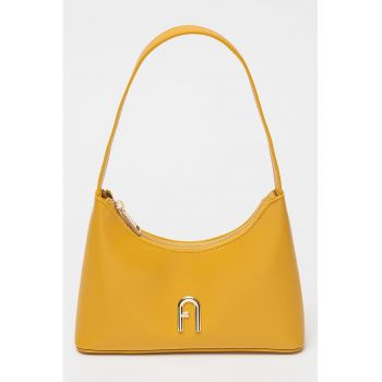 Geanta de piele cu bareta lunga de umar Diamante - Maro deschis