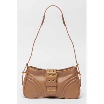 Geanta de piele ecologica cu bareta de umar Chandani - Maro inchis