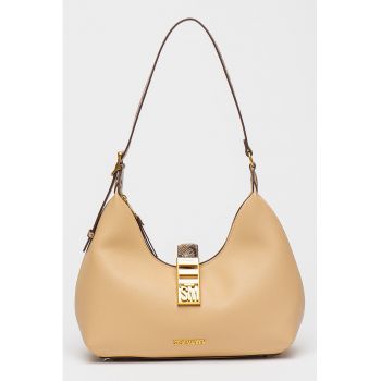 Geanta de piele ecologica cu bareta de umar Ovie - Maro camel