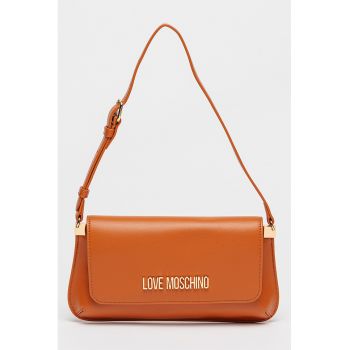 Geanta de piele ecologica cu bareta de umar - Portocaliu inchis