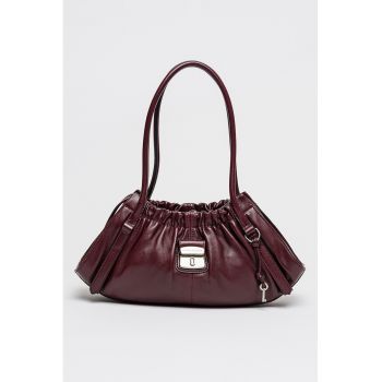 Geanta din piele cu bareta de umar Cristina - Violet