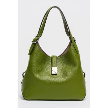 Geanta din piele cu bareta de umar Deco - Verde