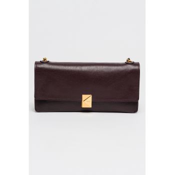 Geanta din piele cu bareta de umar din lant Deco - Violet