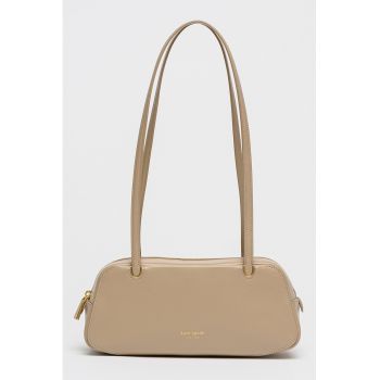 Geanta din piele cu bareta de umar Grace - Maro taupe deschis