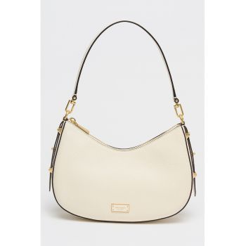 Geanta din piele cu bareta de umar Liv - Alb fildes