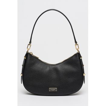 Geanta din piele cu bareta de umar Liv - Negru