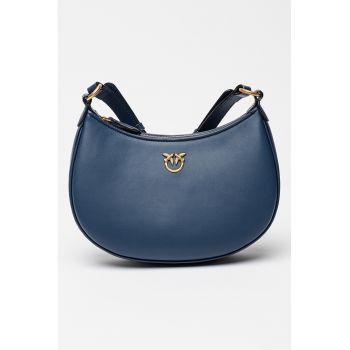 Geanta din piele cu bareta de umar Love Mini - Albastru petrol