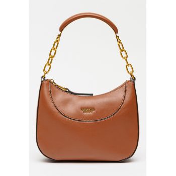 Geanta din piele cu bareta de umar Madison - Maro cognac