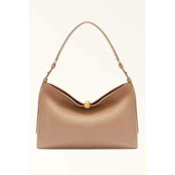 Geanta din piele cu bareta de umar Sfera - Maro camel