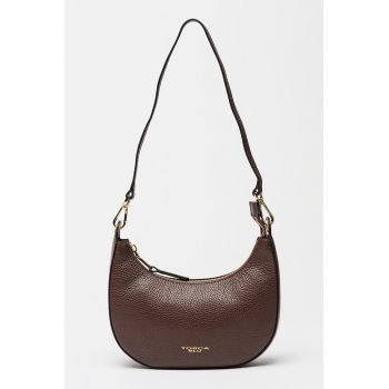 Geanta din piele cu barete detasabile Lily - Maro inchis