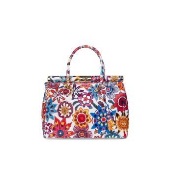 Geanta din piele cu flori Gioia model - Multicolor