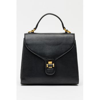 Geanta din piele cu maner Grace - Negru