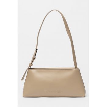 Geanta din piele ecologica cu bareta de umar - Maro camel