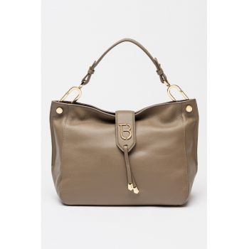 Geanta din piele ecologica cu bareta de umar Morgana - Maro taupe