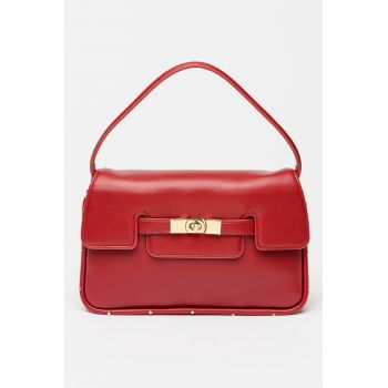 Geanta din piele ecologica cu maner Genziana - Rosu inchis