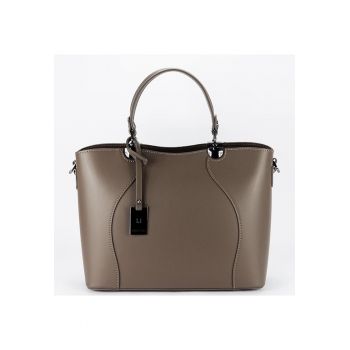 Geanta din piele naturala 1424A 125 - Maro taupe