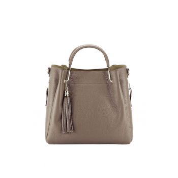 Geanta din piele naturala Ariana 122 Negru 8836 - Maro deschis